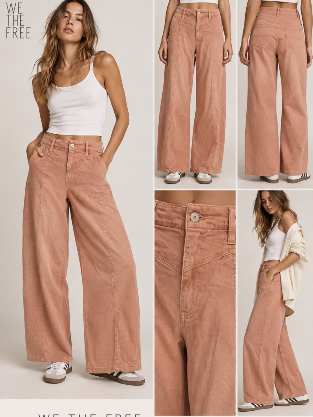We The Free Wide Leg Jeans - Dusty Rose